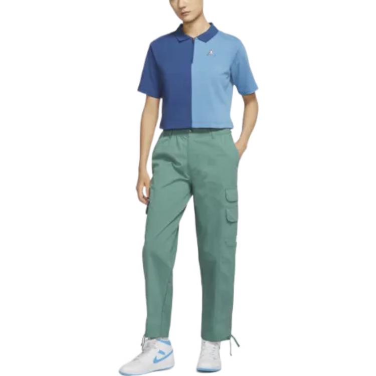 Jordan Flight Chicago Logo Patch Pocket Straight Loose Cargo Pants Women pants Blue DQ4624-361