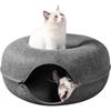 Round Tunnel Cat Bed Comfortable Donut House - Dark Gray