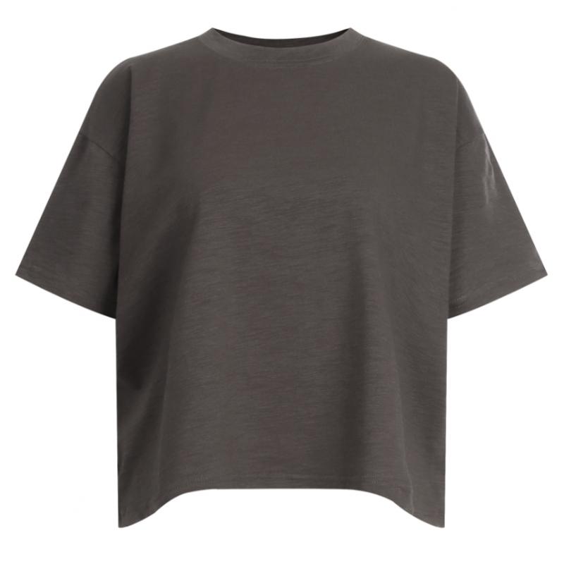 Shop Women S Round Neck Boxy looSe Fit Semi Crop S S Tee Green Dai wSh 20768