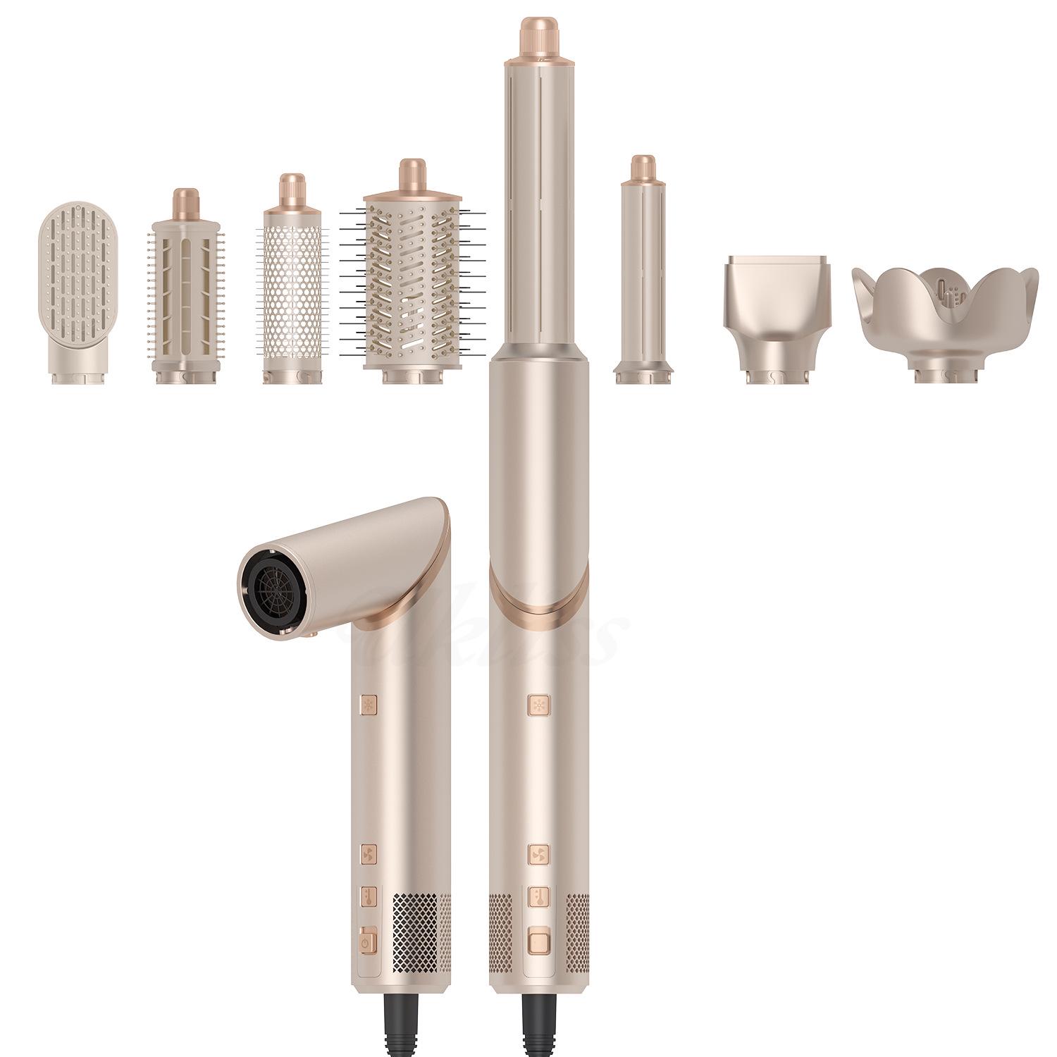 8-in-1 Foldable Multifunctional Hot Air Comb: Hair Dryer, Straightener, Curler, Blow Dryer Comb.