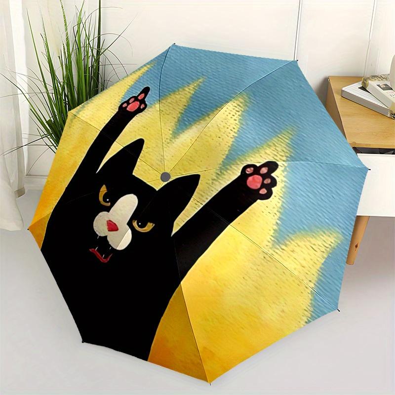 1pc Flame Cat Auto Open/close, All-Season Portable Folding Umbrella for Women & Men, Travel, Everyday, Formal Events - Compact Luxury Parasol, Outdoor