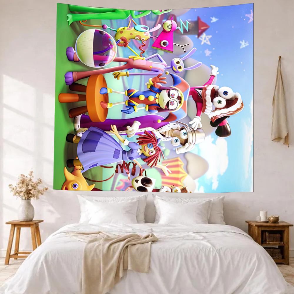 Digital Circus Wall Decor Tapestry Art For Pet Memorial Birthdaywedding Party Backdrop Family Gift