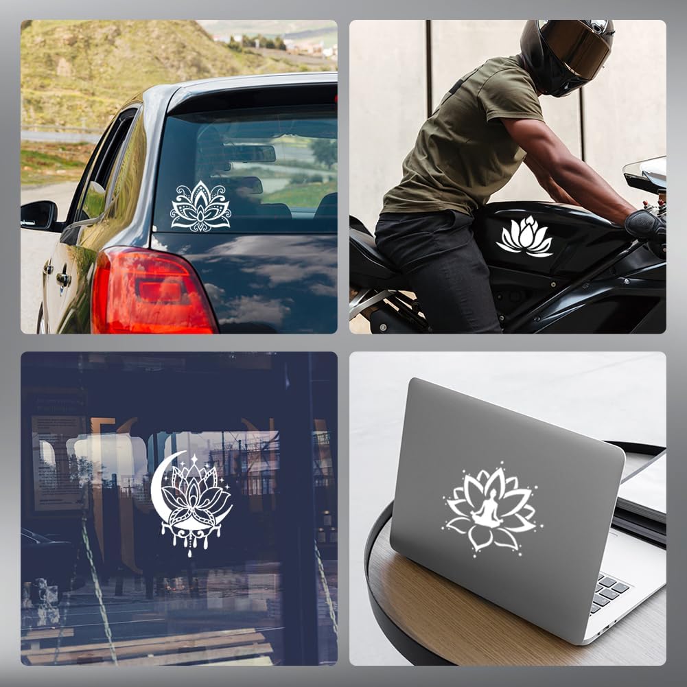 5Pcs Lotus Car Stickers Lotus Yoga Vinyl Car Decals Summer Flower Plastic Vehicle Decoration Decal for Auto Window and Body Cling