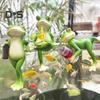 Miniatyr Frosk Figur Planteholder Dekorasjon Resin Frosk Figur Blomsterpotte Klemmer Hagedekor Froskestatue for Planteholder Blomsterpottekant