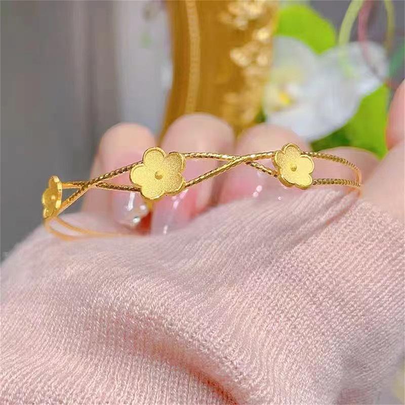 Double-layer Crossed Flower Bracelet Light Luxury High-end Temperament Bracelet Women's Fashion Design Sense Jewelry Women