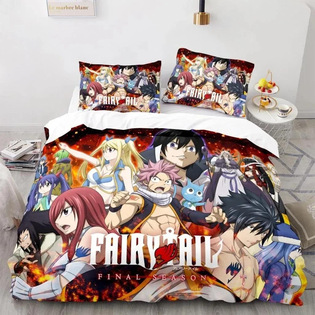 New Fairy Tail Beding Set Japanese Anime Young Boys Young Girls Gift Bedrom Decor Single Twin Ful Quen Sized Dimensions Home Textiles Bedrom