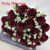 18 Heads Artificial Rose Flower Cluster For Hotel Lobby And Wedding Celebration