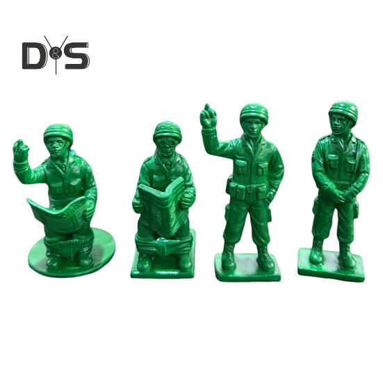 

4 шт. Зеленая статуэтка военного человека, миниатюрные фигурки солдат, коллекционное украшение солдата для украшения стола, вечеринок в военном стиле 4pcs
