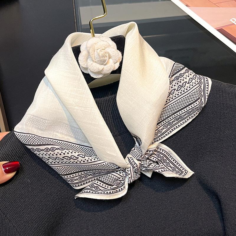 

30% Silk 70% cotton Scarf Bandana Women Square Scarves Wrap Kerchief Fashion dot Headband Leopard Hijab Shawls Bandana Foulard silk cotton 55x55cm