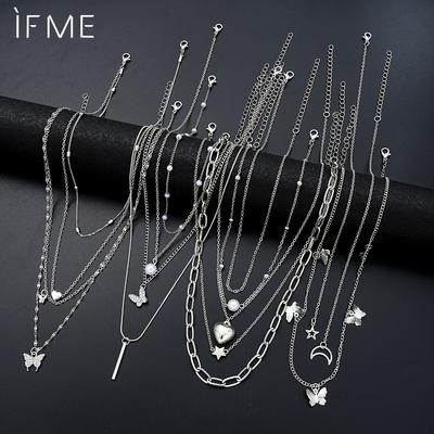 Set di 13 collane con temperamento semplice, a forma di farfalla, a forma di cuore, a forma di stella, in zircone, color argento, per gioielli di moda da donna.