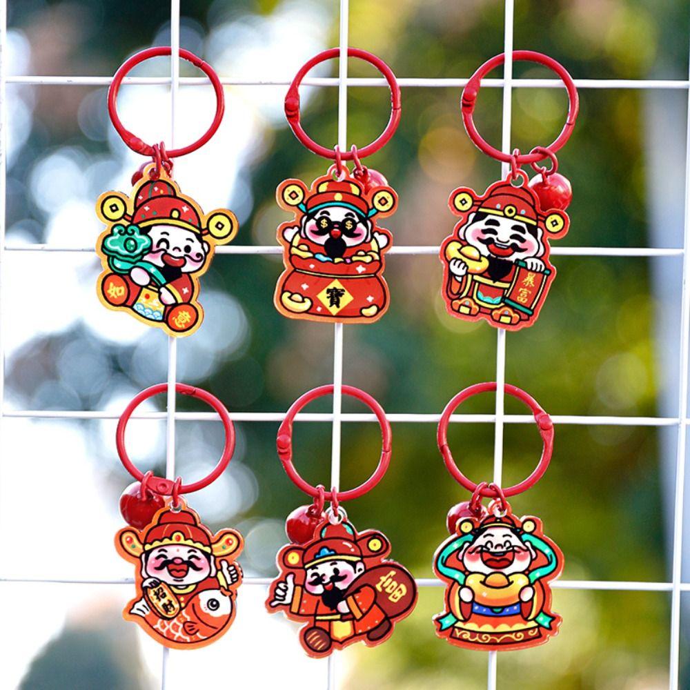 Creative The God of Wealth Keychain Lucky Chinese Style Keyring The God of Fortune Pendant  Unisex