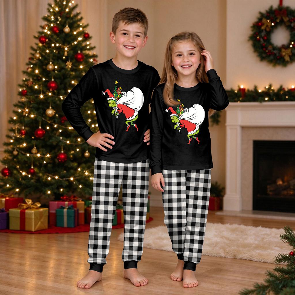 Christmas Print Crewneck Top and Jogger Pants Set Casual Two Piece Outfit for Holiday Lounging