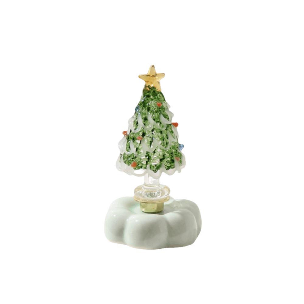 Miniature Christmas Tree Ornament Handcrafted Glass Sculpture  Living Room Decoration