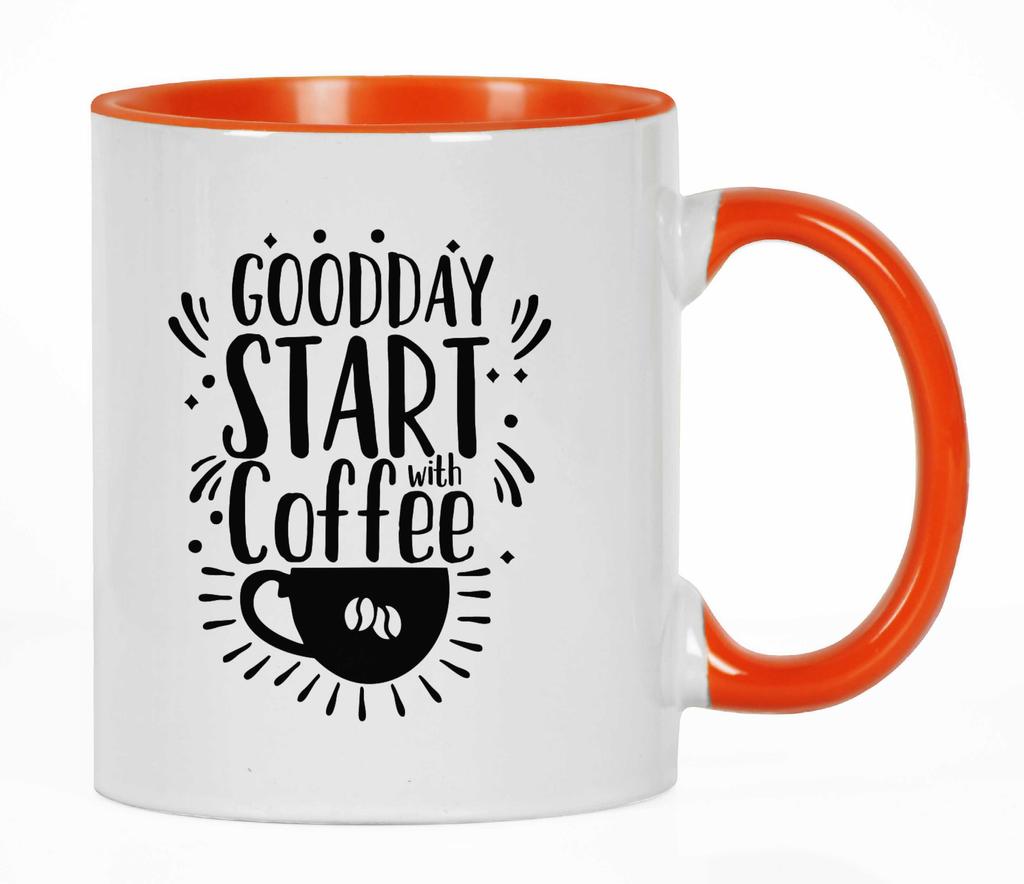 Inkdotpot Goodday Start With Coffee 11 Oz Ceramic Coffee Mugs Great For Co-worker Boss Gift For Coffee