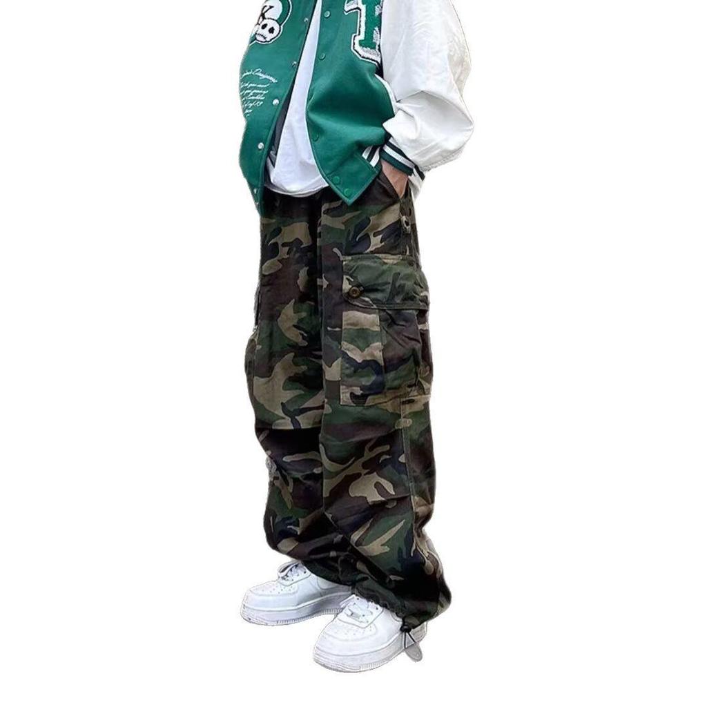 Unisex Camouflage Straight-Leg Pants - Spring/Summer Trendy Hip Hop Style
