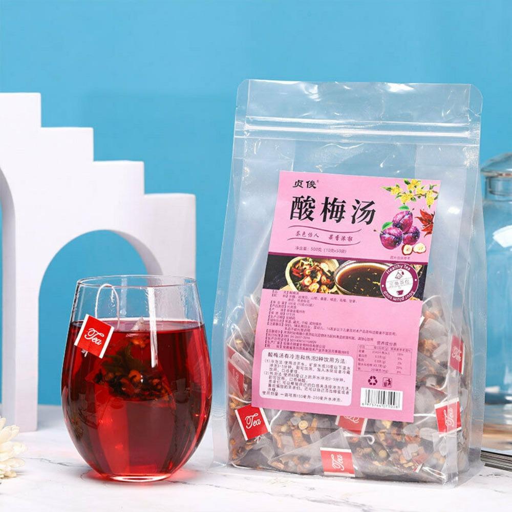 Plum Syrup Herbal Tea 500g Loose Leaf Plum Tea Bags 10g x 50 Chinese Herbal Triangle Bag