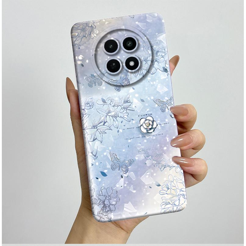 

For Realme 12 12X 5G Phone Case For Realme12 Realme12X 5G Case Shockproof Silicone Fashion Butterfly Flowers Cute Cat Back Cover Realme 12X 5G