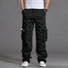 Pánské volné ležérní pracovní kalhoty s více kapsami, kalhoty se stahovací šňůrkou v pase