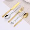 4/8/12/16Pcs Gold Heavy Tableware Stainless Steel 304 Cutlery Sliver Dinner Set Mirror Western Knife Fork Spoon Kitchen Utensils