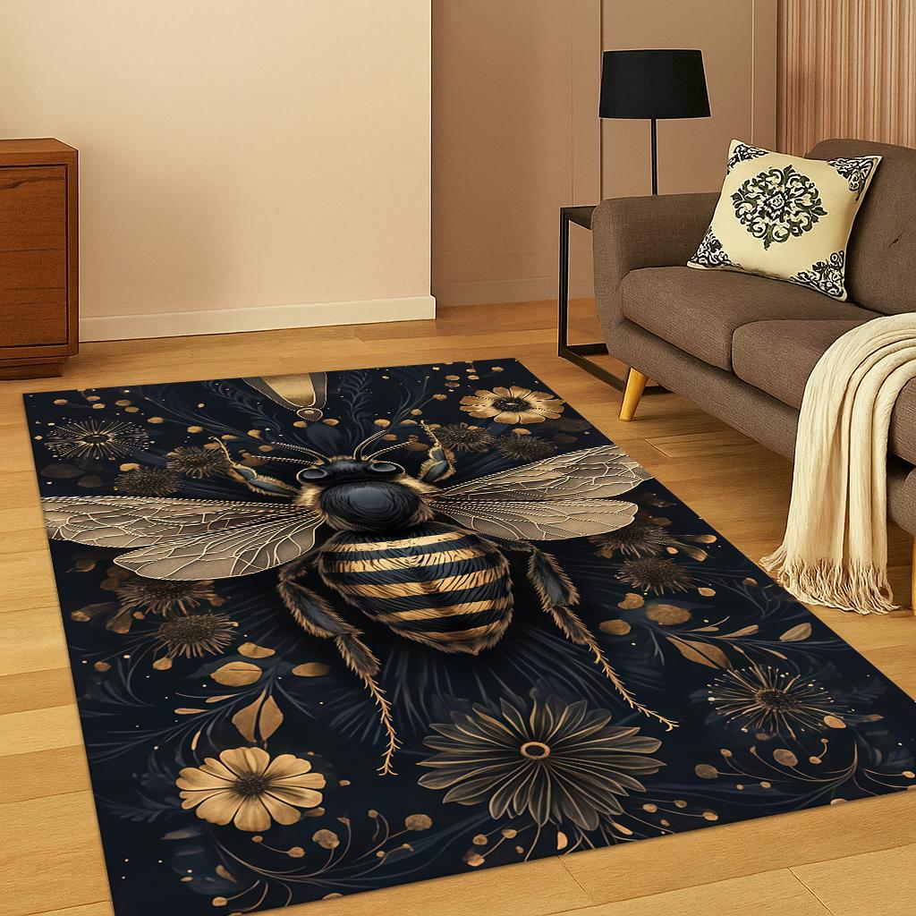 3D Insect Cartoon Bee Cute Carpet Rug Mat for Home Bedroom Living Room Sofa Doormat Kitchen Decor,Kid Play Non-slip Area Rug