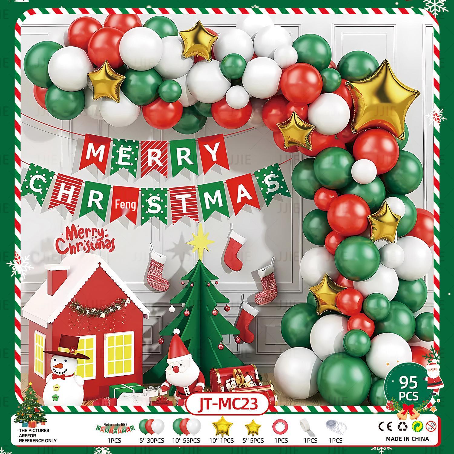 Christmas Balloon Set: Candy Cane, Reindeer, Gingerbread Man & Wreath Arch for Parties