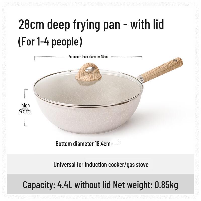 San Jiaolong Yuanfu Non-stick Maifan Stone Wok with Lid