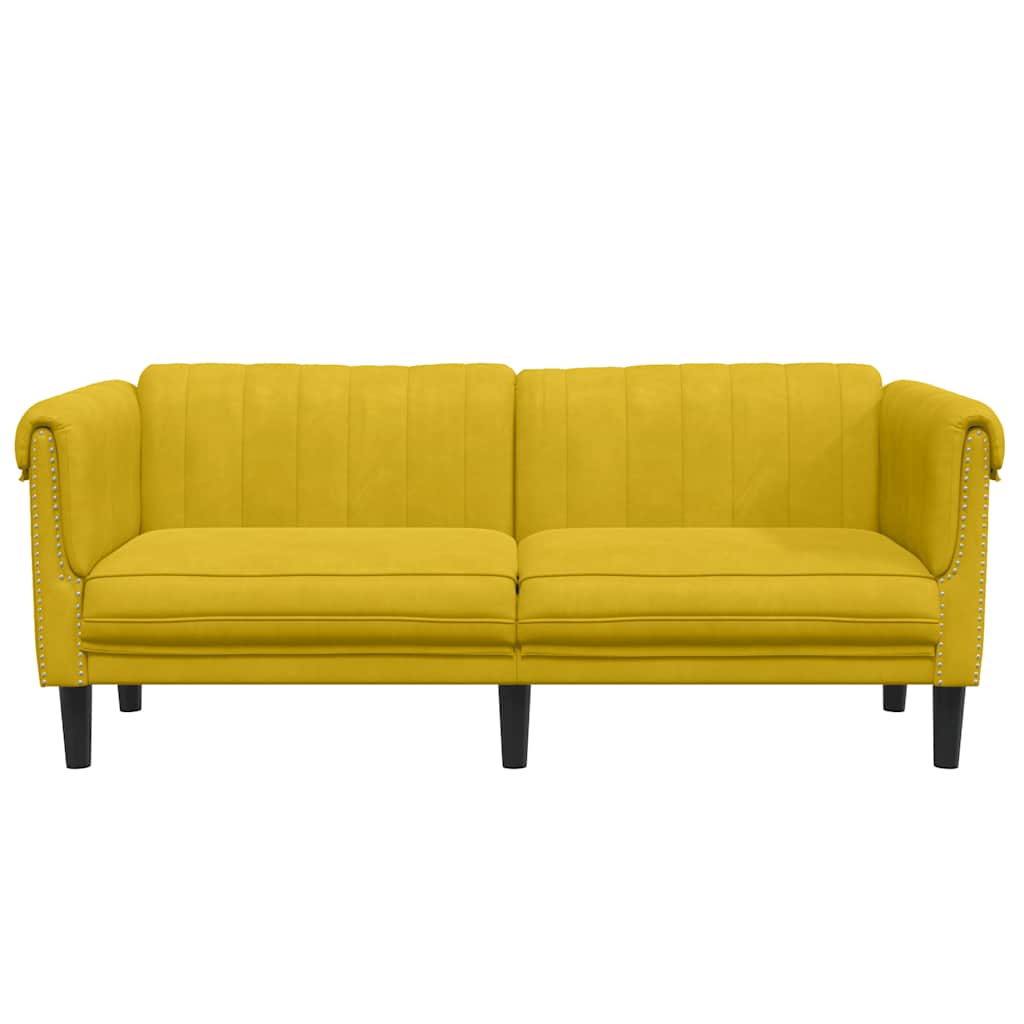 2 Seater Sofa Yellow Velvet
