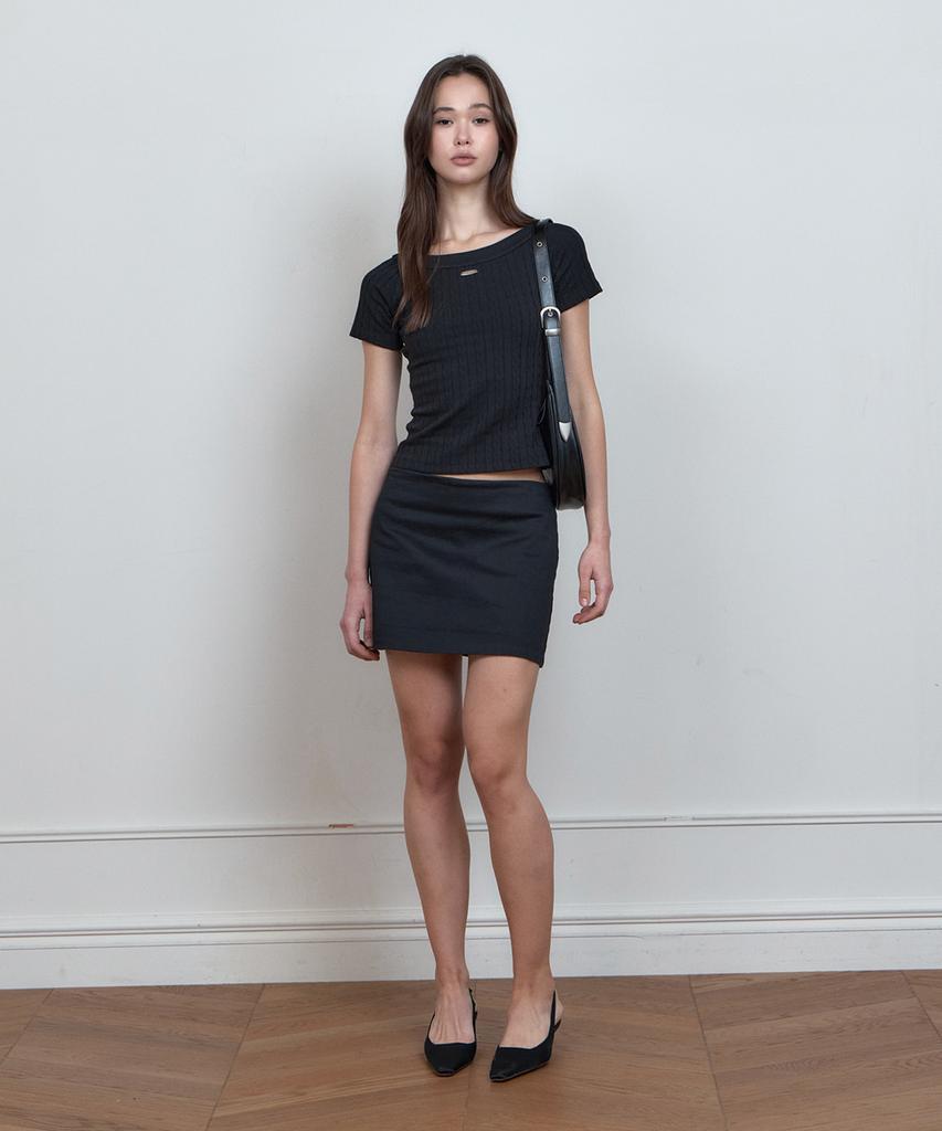 Kyuliti C Cable Boat-Neck T-Shirt_Black