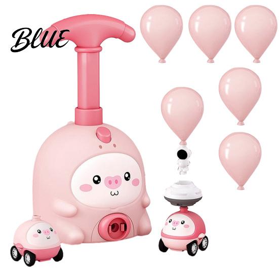 Balloon Car Toy Animal Air-Powered with Pump Cartoon Pig Duck Inflator Seal Launcher Educational Toddlers Boys Girls Vehicle