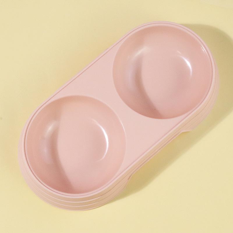 Double Cat Bowl Macaron Color Anti-Spill Pet Feeder - Oval Style
