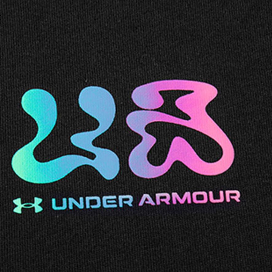 Under Armour FW22 Printed Pattern Crew Neck Pullover T-Shirt Men Tops Black 1375095-001