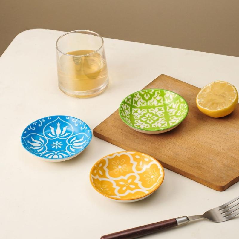 Ceramic Condiment Dishes, Bohemian Style Plates, Sauce Dishes, Suitable For Kitchens, Restaurants, Sushi Shops, And Picnics