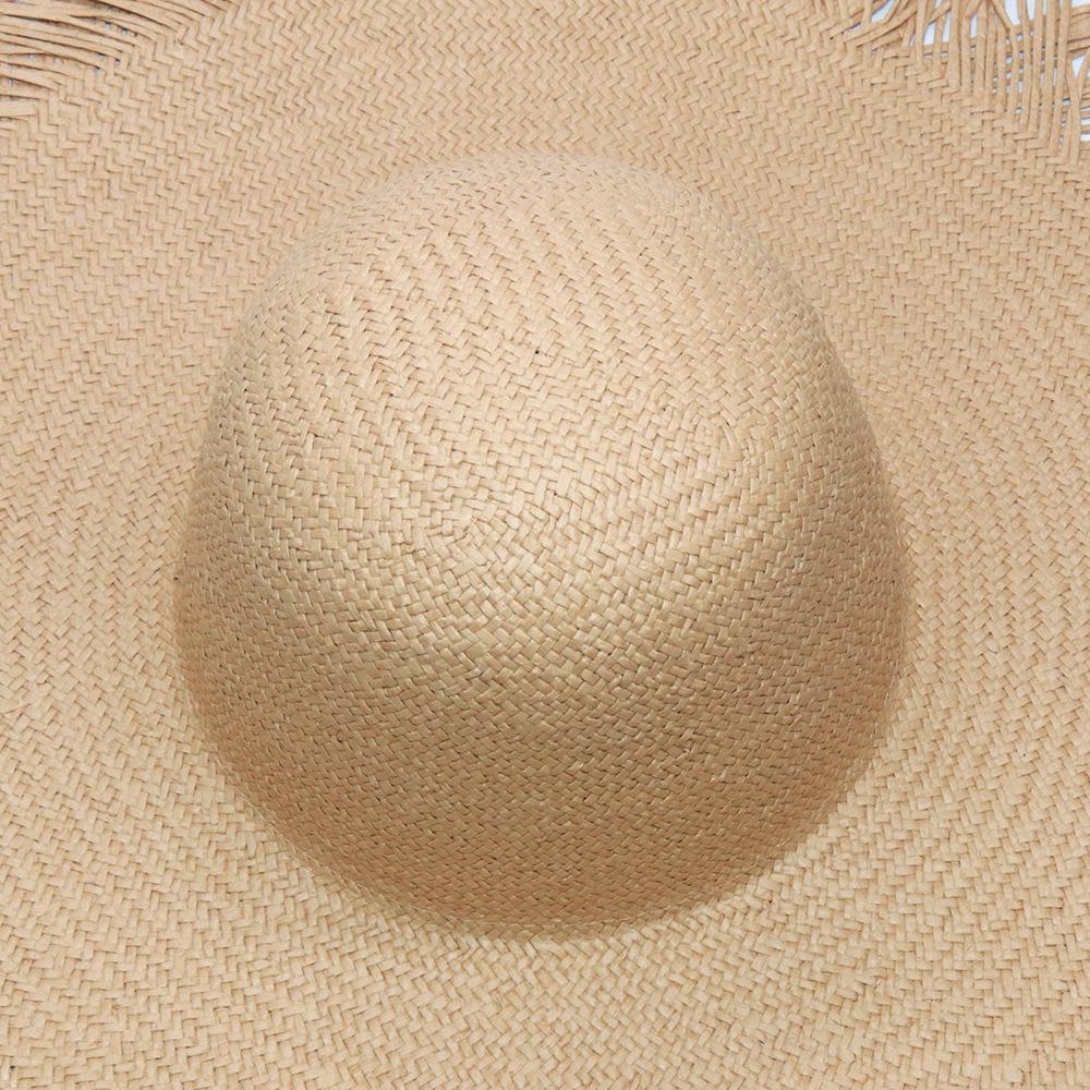 Women's wide-brimmed hat, tassel floss beach hat, foldable pure woven sun-visor, white and black paper straw round hat