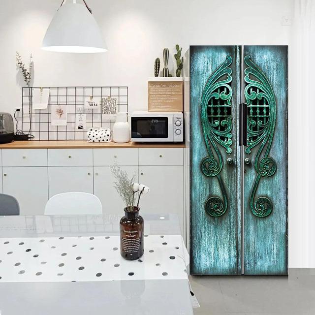 

Капли воды, геометрический узор, самоклеящаяся наклейка на холодильник, морозная наклейка, детская художественная крышка двери холодильника, обои для подростков, 3D 60x180cm(1pcs)