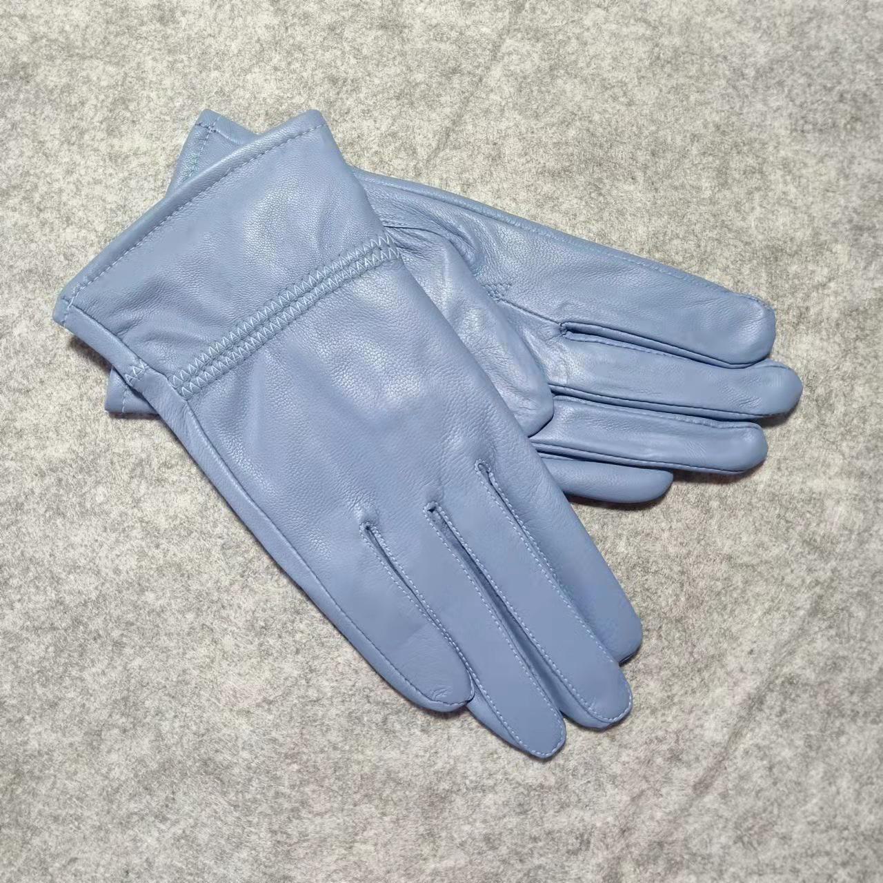 

Женские зимние перчатки для велоспорта из натуральной кожи из овчины - корейский стиль One Size темно-синий