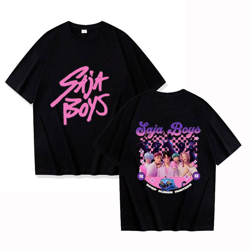 

K-pop Охотники на демонов Футболка Saja Boys Харадзюку Круглый вырез Повседневная рубашка Подарок 4XL