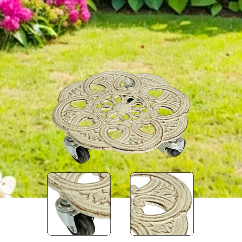Plant Roller Stand, Rolling Tray, Pot Trolley, Sturdy Iron Structure, Universal Wheels, Suitable for
