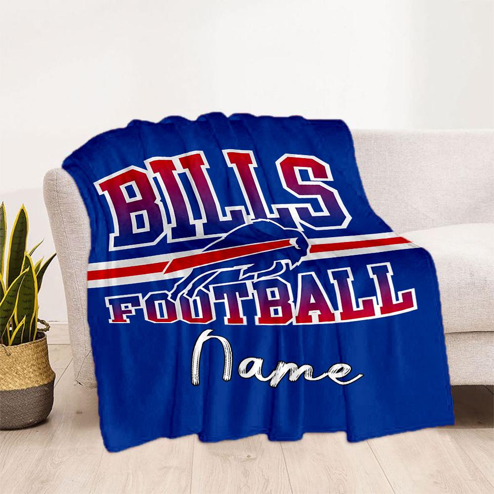 Buffalo Bills Football Personalized Text Blanket Multi-purpose Customizable Blanket Durable Comfort Great for Sofa Office Chair Nap Living Room