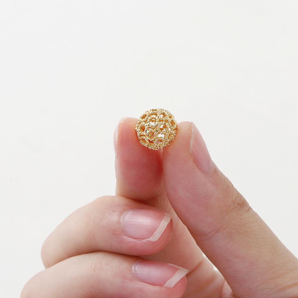 5 Stück 10mm 14K 18K Goldfarbe Beschichtetes Messing Metall Hohl Runde Perlen Armbandperlen Hohe Qualität DIY Schmuckherstellung Zubehör