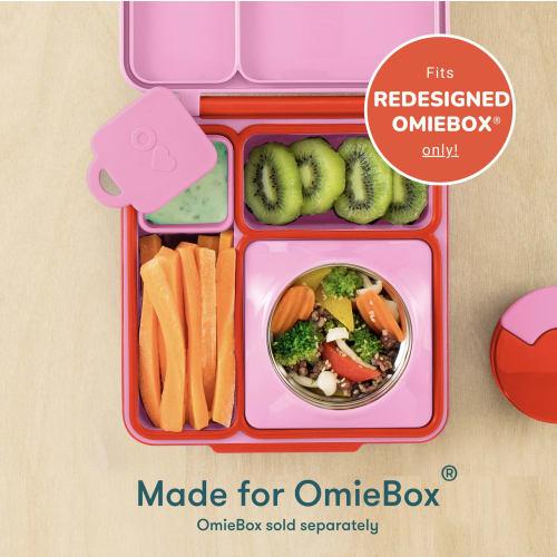 OmieBox (2-Pack) Leakproof Dip Containers, Salad Dressing Containers, and Condiment Containers with Lids, Food-Safe Silicone, 4 Oz (Pink/Teal)