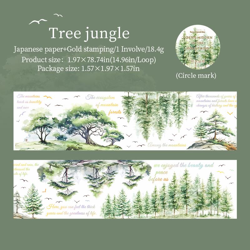 1 Rolka Retro Tusz Krajobraz Washi Tape Ukryta w Lesie Seria Poezji Materiały do Scrapbookingu Ramka na Zdjęcia DIY Naklejki Dekoracyjne
