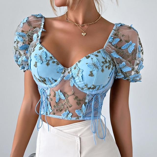 Trend Sexy Lace Shirt Women Corset Summer Club Crop Top Ladie Tank Top Woman Clothes