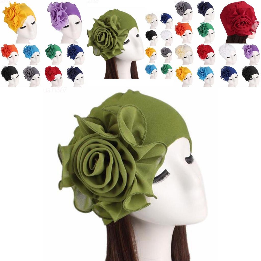 Luxurious Bamboo Fiber Womens Hair Loss Turban Cap With Beautiful Flower Design