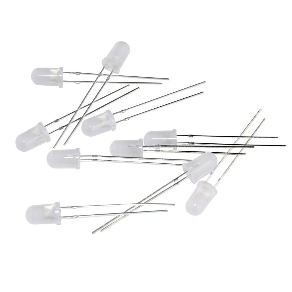 Kaito Denshi LED Light Milky White Warm 100 Pieces Bullet-Shaped Bulbs, 5mm, Lens, 4000-6000mcd, 3000-3200K, 3.0-3.2V, White,