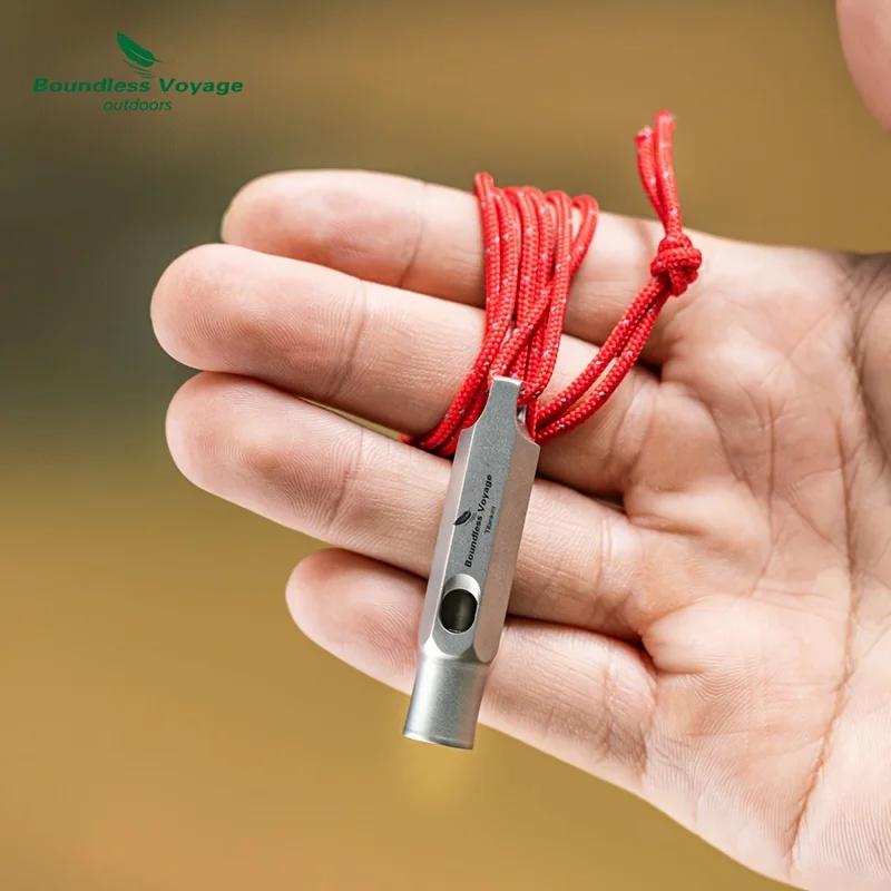 1pc Pure Titanium Outdoor Survival Whistle - Loud and Clear, Boundless Voyage Camping Rescue Whistle with Lanyard