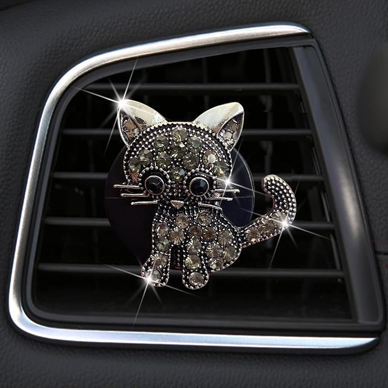 Bling Rhinestone Air Vent Clip with Car Freshener & Decoration,Cute Dash Decor Accessory