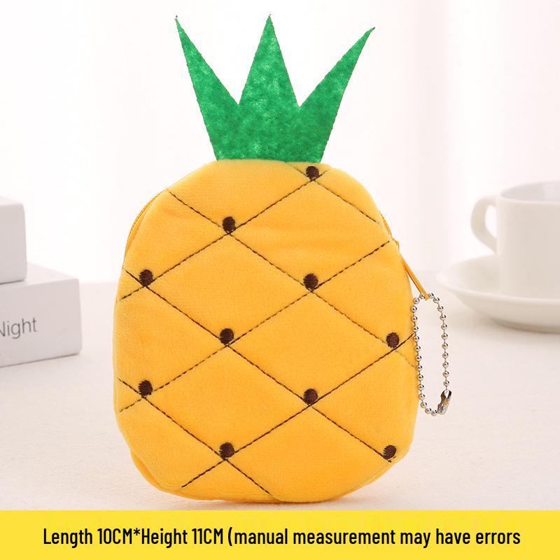 

Korean Cartoon Plush Coin Purse Key Holder - Cute Mini Watermelon & Pineapple Design