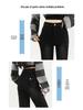 Vintage Black-Gray High-Waisted Micro-Flare Denim Slimming Pants - Women's Autumn/Winter Style