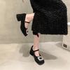 French Thick Heel Mary Jane Shoes Women's Spring New with Skirt Rhinestone Single Shoes Evening Breeze Fairy Style Heels