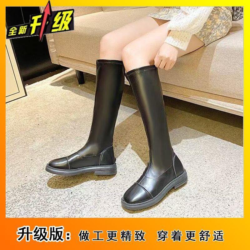 Martin boots women's 21 autumn and winter new soft leather British style knight boots long high boots fashionable and thin but knee boots